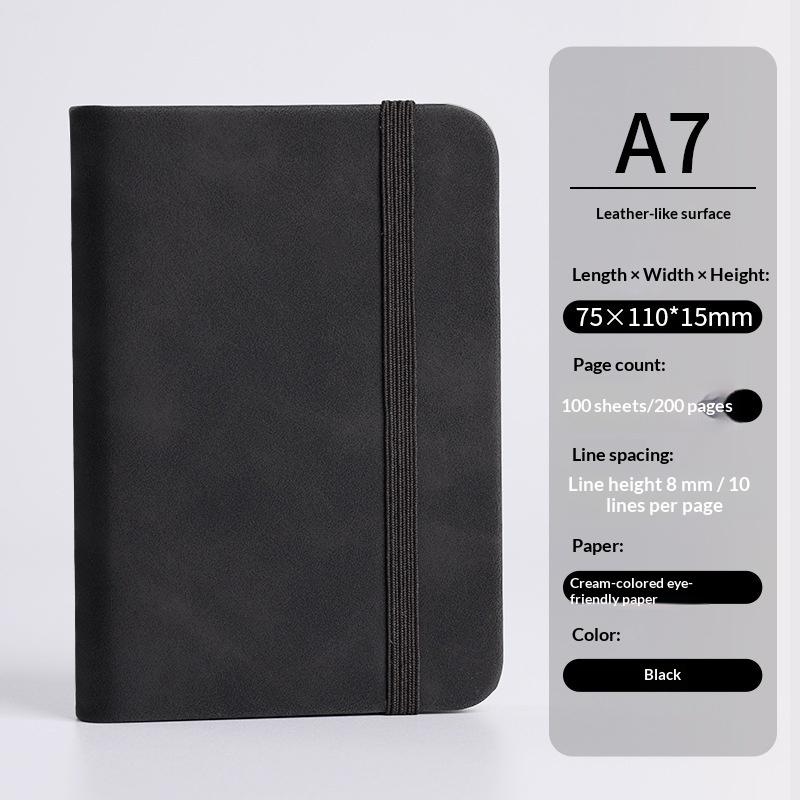 Pocket Journal Mini PU Leather Notebook 100 Sheets with Elastic Band for Teenager Diary Recording