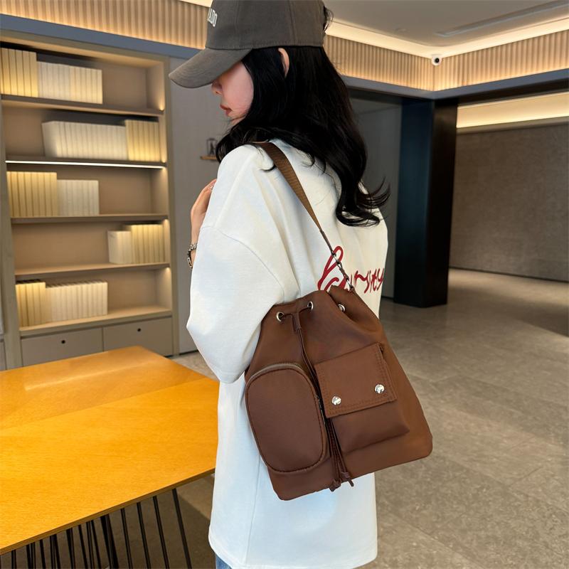 Women's drawstring bucket bag, large capacity shoulder bag, travel, leisure, cross-body bag