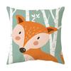 Forest Animals Sofa Cushion Cover Cute Cartoon Fox Rabbit Decorative Cushion Cover Raccoon Natural Design Pillow Case
