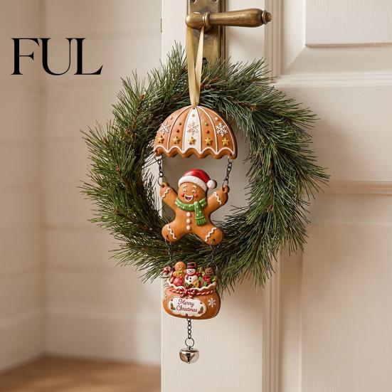 Skydiving Christmas Ornaments Santa Claus/Gingerbread Man Ornament, 2D Flat Wooden Pendant with Winter Holiday Decorations Hanging String and Bell for