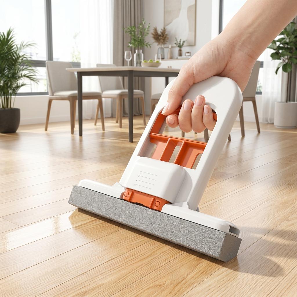 Handheld Desktop Cleaning Mop, No Hand Wash Required. 15x14cm, with Refillable Pads, Quick Dry, Portable