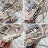 Fashion Portable Phone Purse Hollow-out Woven Solid Color Shoulder Handbag Crochet Lightweight Mobile Phone Bag Gifts