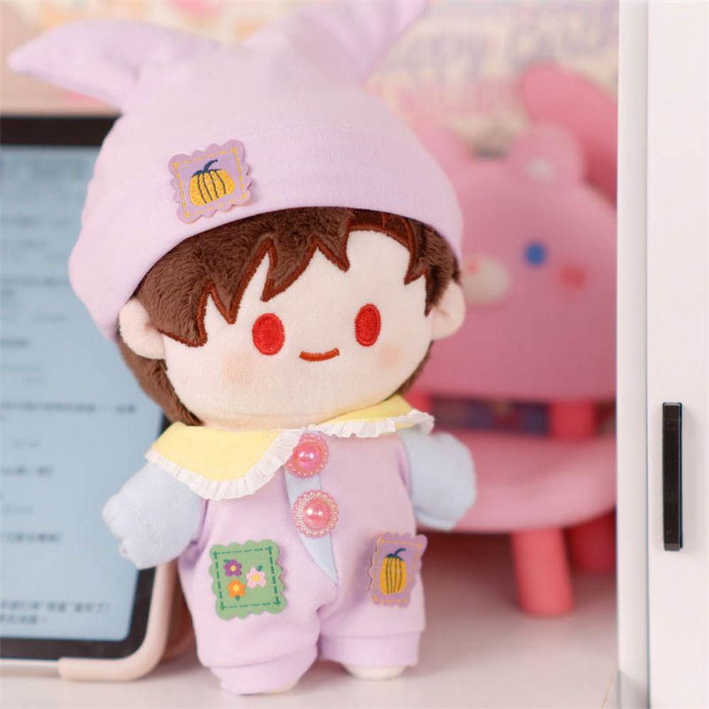 15cm Doll Clothes Little Devil Doll Mini Pajamas Kawaii Doll Jumpsuits Cap Set Cotton Stuffed Doll