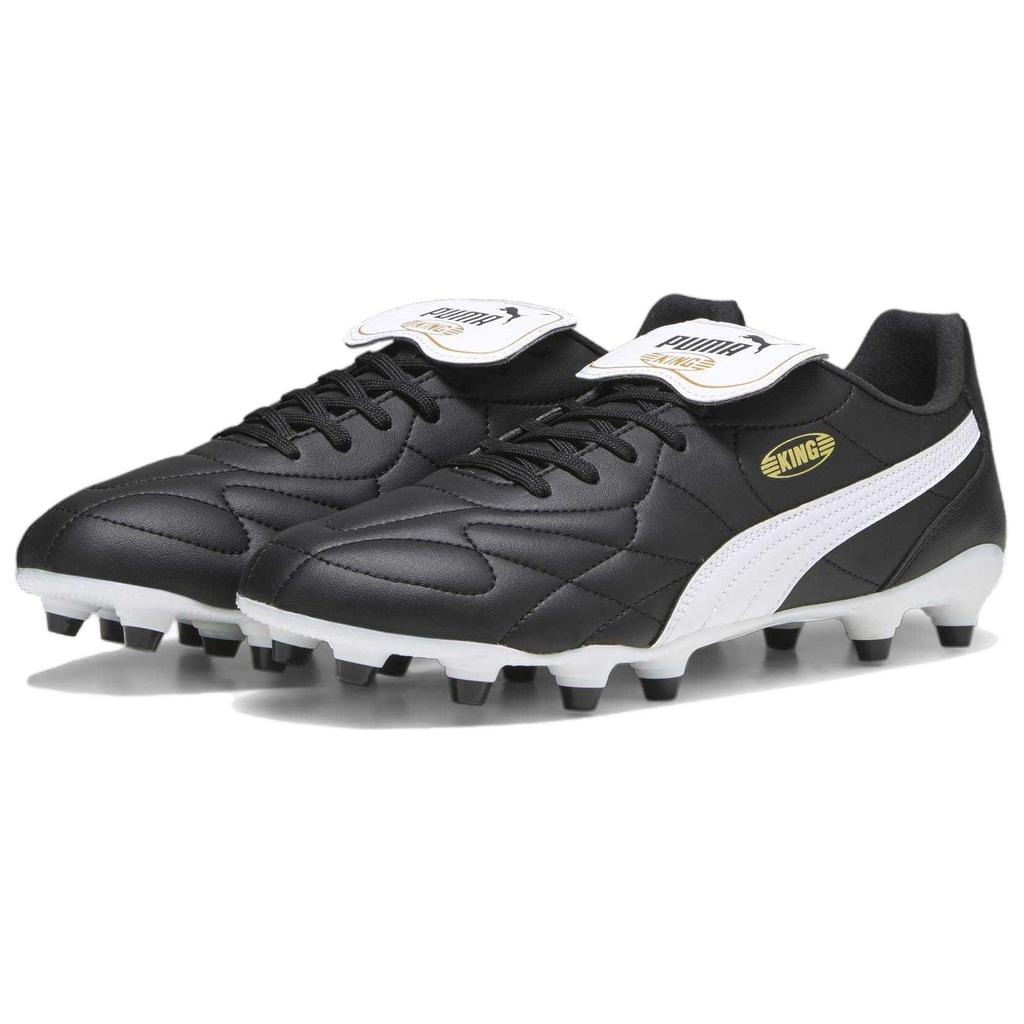 Puma King Top FG AG Black White Unisex Sneakers Gold 107348-01