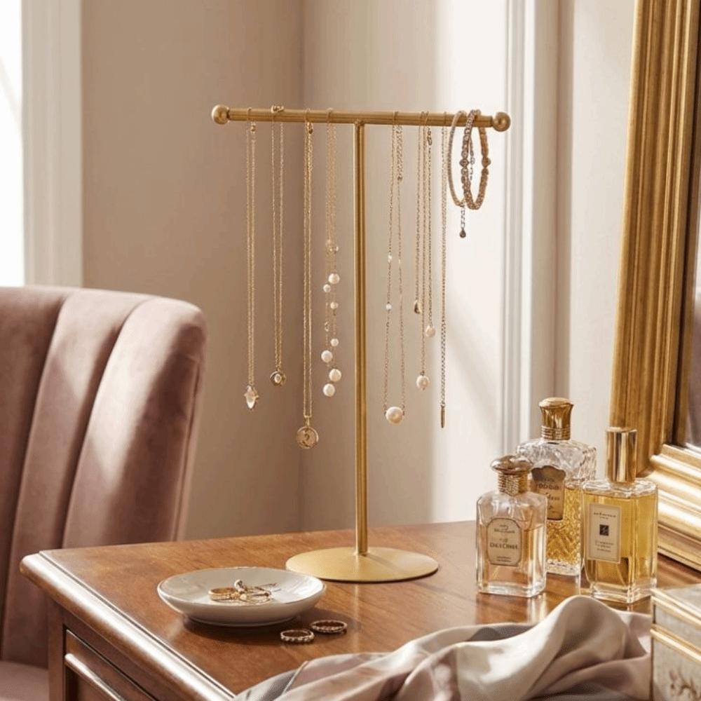 Metal Frame Jewelry Display Stand Horizontal Bar Jewelry Storage Rack  Counter Display
