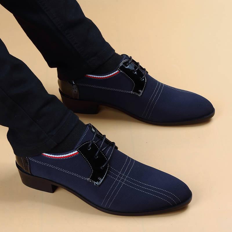 

2025 new cloth men s shoes leather shoes men s breathable British casual business formal men s canvas shoes 48 синій