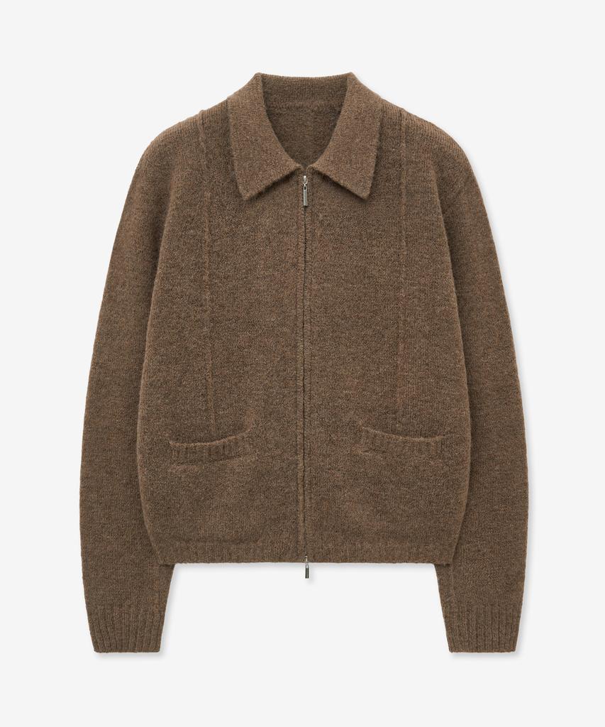 Minav Wool Crop Knit Jacket [Brown]