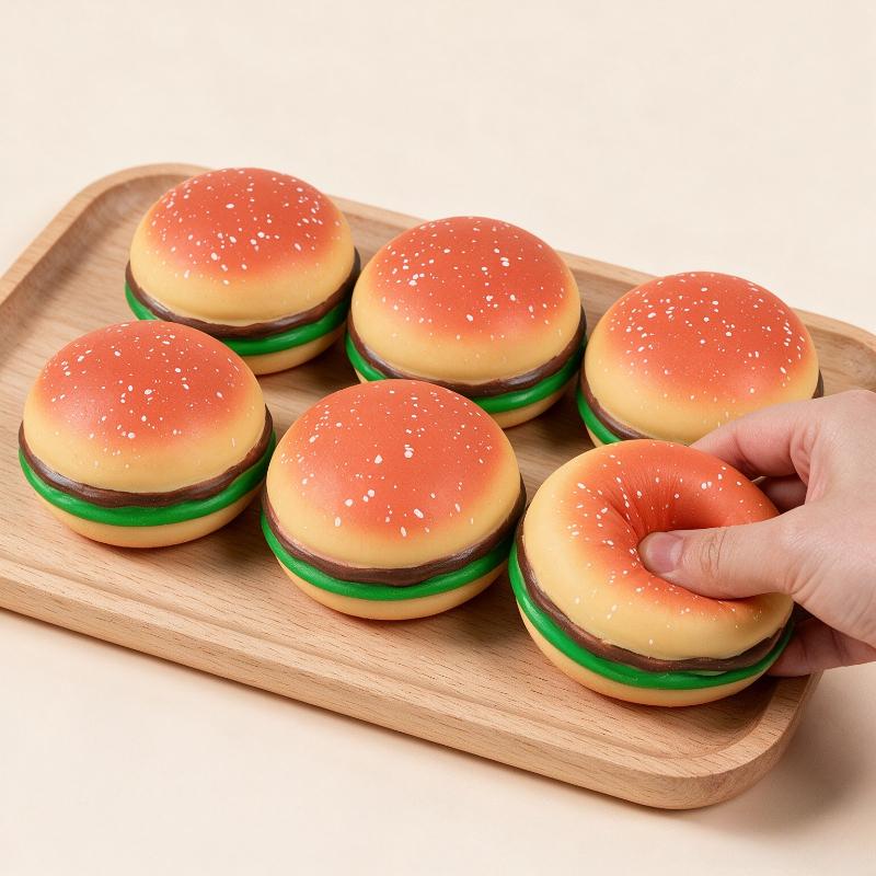 Hamburger Squishy Stress Ball Soft Pinching Toy Anxiety Relief Sensory Fidget Toy Cute Desktop Accessory For Office Home