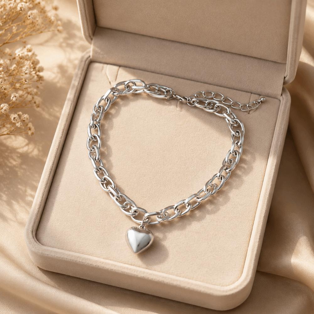 Large Chain Heart Pendant Necklace Metal Exaggerated Necklace Twisted Chain Thick Necklace Women