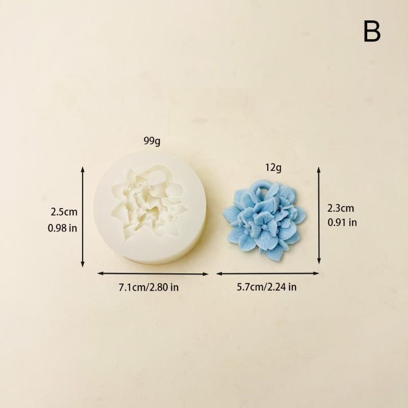 

Силиконовая форма для цветка гортензии DIY форма для ароматерапевтической свечи, гипса, смолы, глины Кухонная форма для выпечки, украшение для торта, форма для цветов B