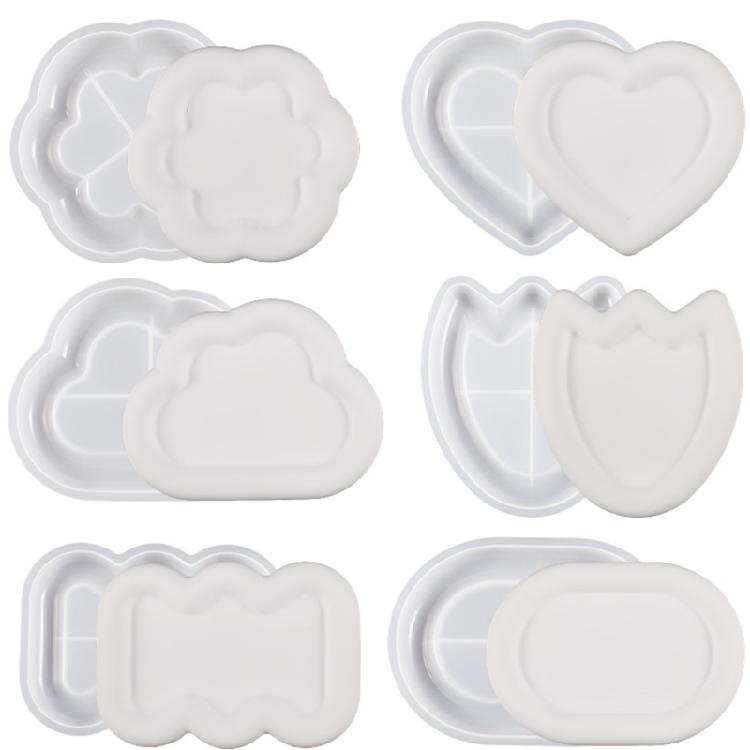 Resin Tray Molds Flower Cloud Dish Molds with Edges Rolling Tray Molds for Epoxy