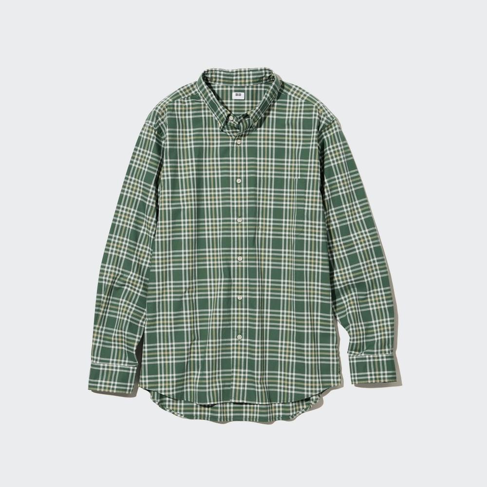 

UNIQLO JAPAN Рубашка из очень тонкого хлопка в широкую клетку, воротник на пуговицах, длинные рукава