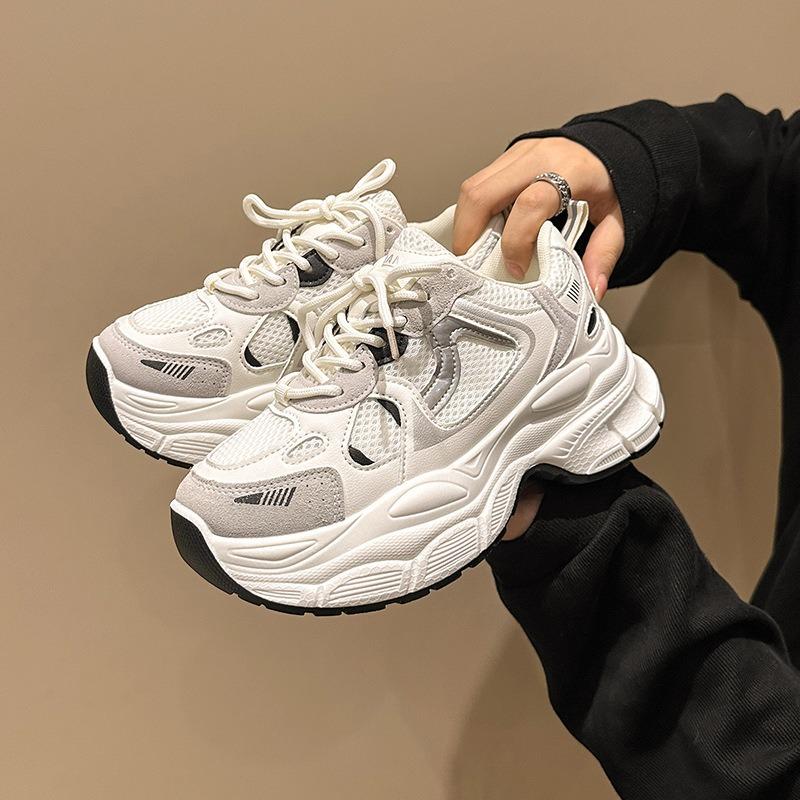 

Leather dad shoes children spring and summer new mesh thick sole heightening casual shoes versatile sports shoes 40