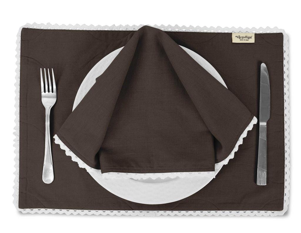 Vargottam Schwarz Einfarbig Heimdekor Waschbar Wendbar Spitze Essplatzsets Mit Servietten Set-Pack Von