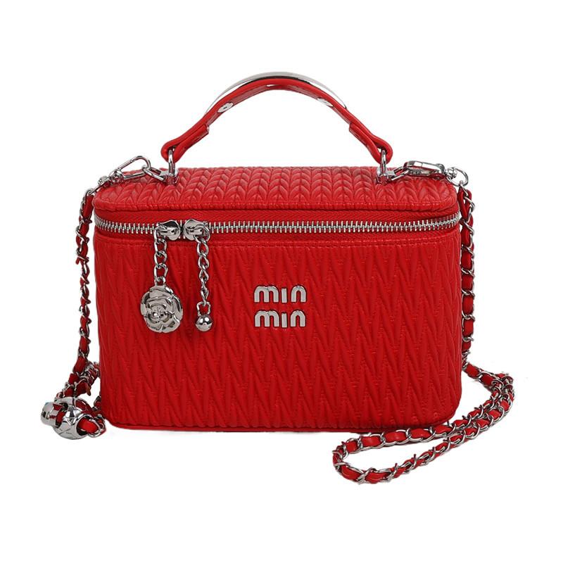 

Портативная плиссированная сумка-коробка, новая модная наплечная сумка-цепочка, вместительная сумка-мессенджер. красный