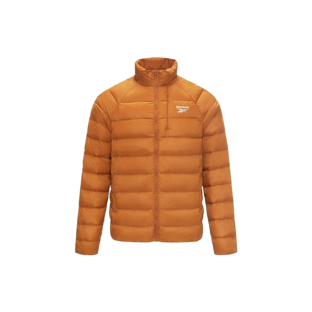 Reebok Venkovní prošívaná lehká jednobarevná bunda na zip se stojáčkem, unisex bunda, karamelová 23FRC275UGBH