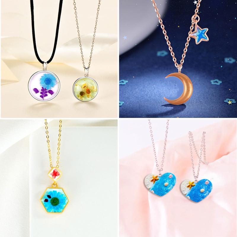 Star Love Moon Pendant Necklace Silicone Mold with Hole for DIY Necklace Crystal Mold Craft Jewelry Making Earring