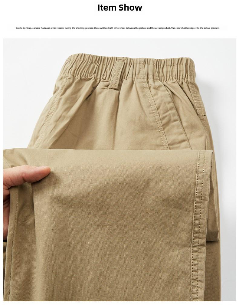 Hengyuanxiang Men's Plus Size Cotton Cargo Pants - Loose, Straight-Leg, Wide-Leg Trousers for Spring and Autumn