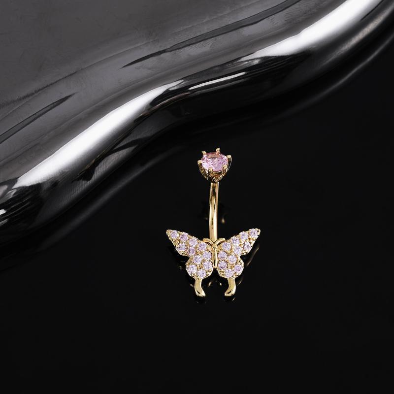 Butterfly Zircon Belly Button Rings Y2K Girls Piercing Navel Nail Body Jewelry For Women Fashion Body Piercing Jewelry Gift