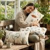 Pastoral Floral Tufted Throw Pillow Cover Canvas Throw Pillowcase  Home Decor