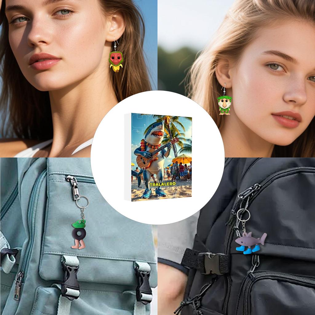 Tung Tung Tung Sahur Shan Hai Jing Blind Box Flacher Anhänger Ohrringe Accessoire Schlüsselanhänger Anhänger