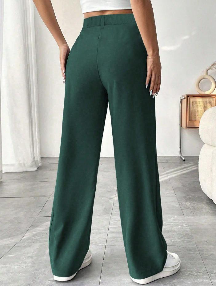European & American Women's High-Waist Straight-Leg Business Casual Pants - Solid Color Draped Style (2026)