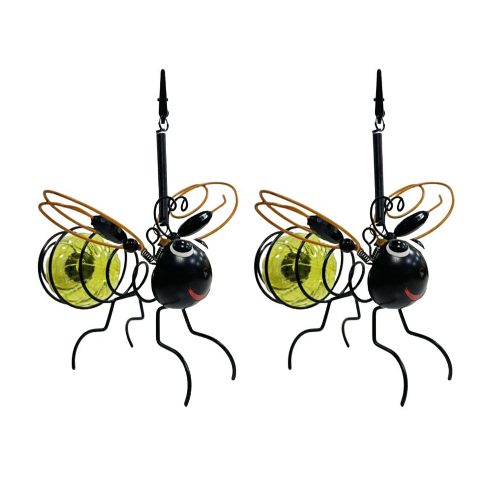 

2Pcs Insect Statue Ornament Lamp IP65 Waterproof LED Painted Iron Art Crafts Solar Powered Yard Balcony Porch Garden Decoration