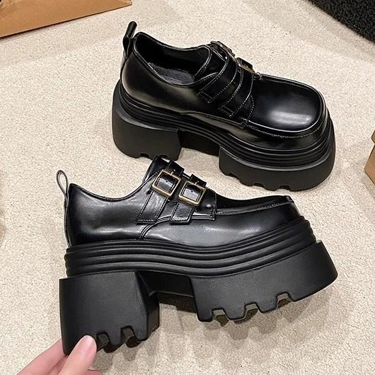 2025 Spring New Thick-soled High-end Loafers Casual Versatile Thick Heel Heightening Single Shoes British Style Small Leather Shoes