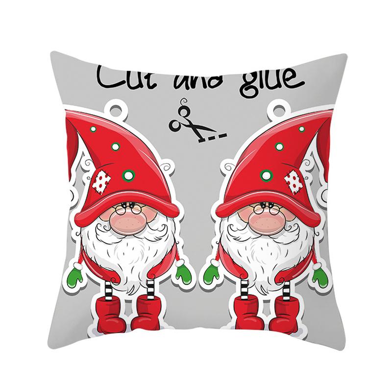 Christmas Decoration Dwarf Print Pattern Cushion Cover Home Living Room Sofa Decoration Throw Pillow Cover
