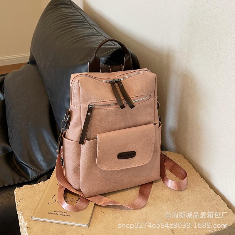 Fashionable retro explosive soft surface commuter bag women's bag 2025 new trendy temperament explosive backpack