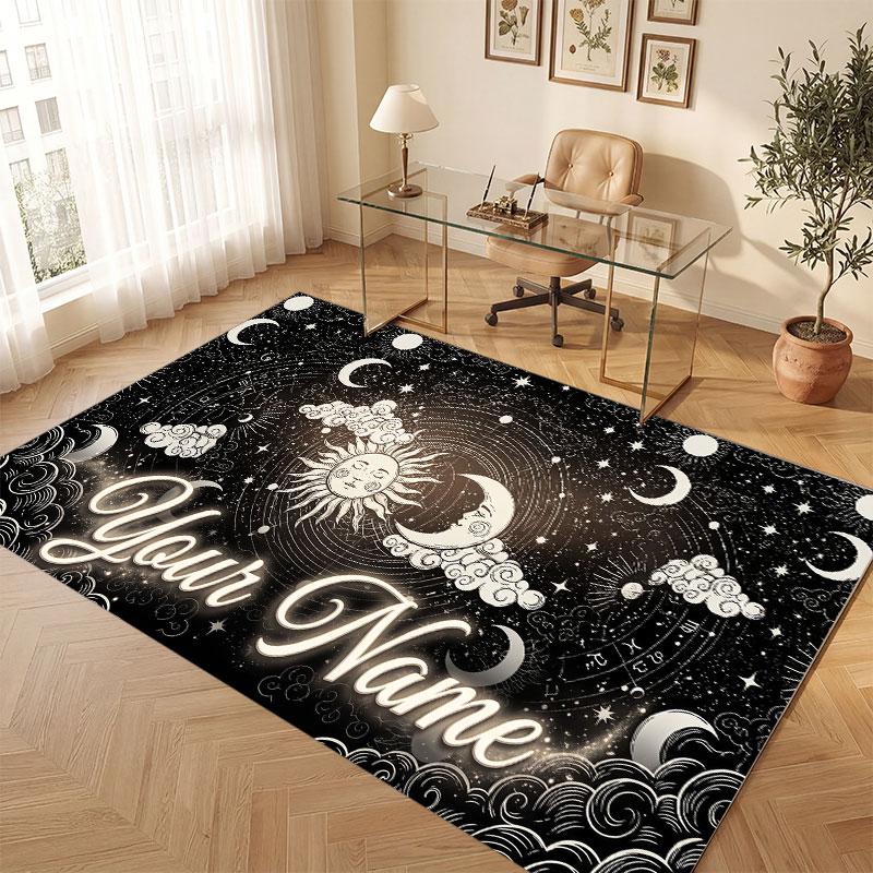 Decorative Artwork Theme Crystal Velvet Floor Rug Personalized Custom Name Text Warm Carpet Home Decoration