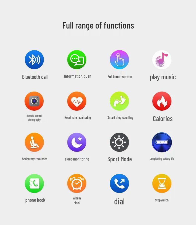 Smartwatch S10: Bluetooth Call, SMS Reminder, Pedometer, Alarm, Heart Rate & Blood Pressure Monitor