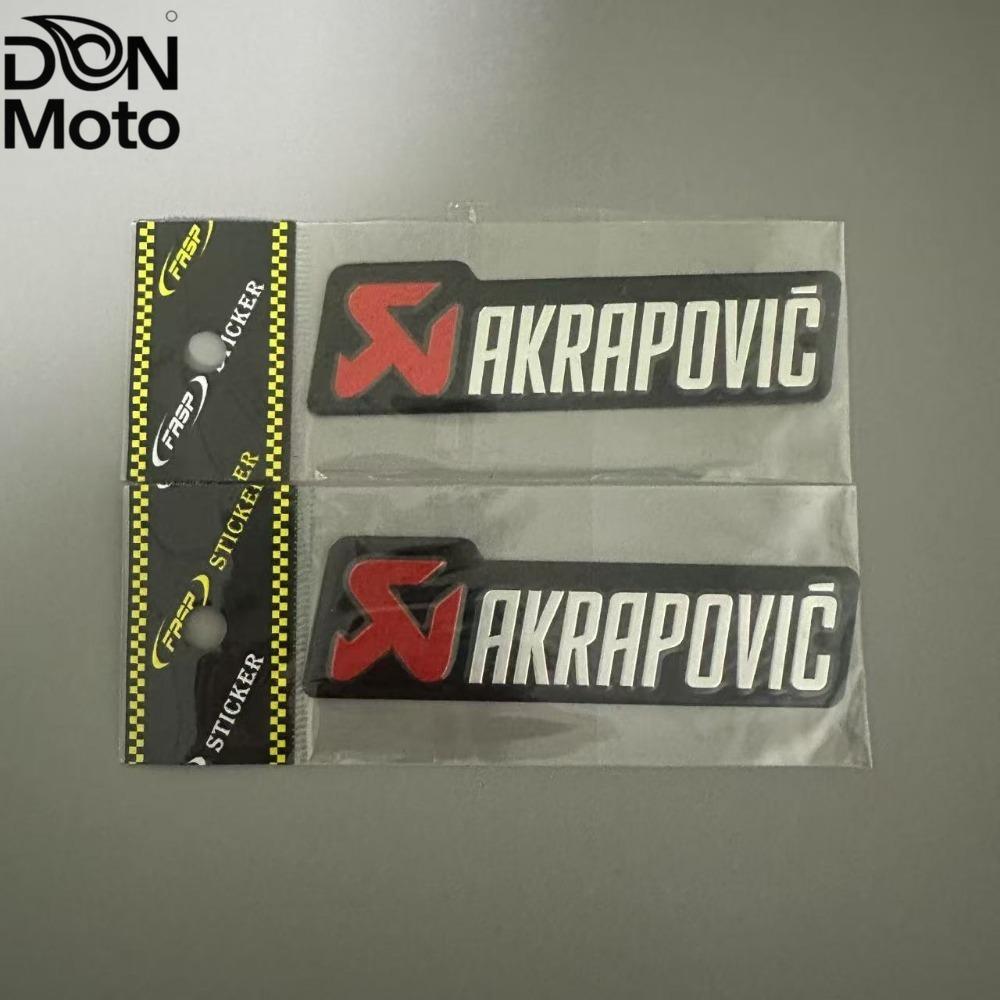 DON 2Pcs Motorcycle Sticker Decal Logo stickers for Akrapovic Exhaust Aluminum alloy waterproof fixation