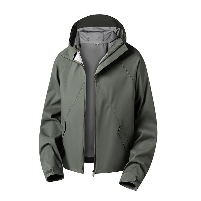 Men's Waterproof Hooded Outerwear for Spring & Autumn: Single-Layer Mountaineering Jacket