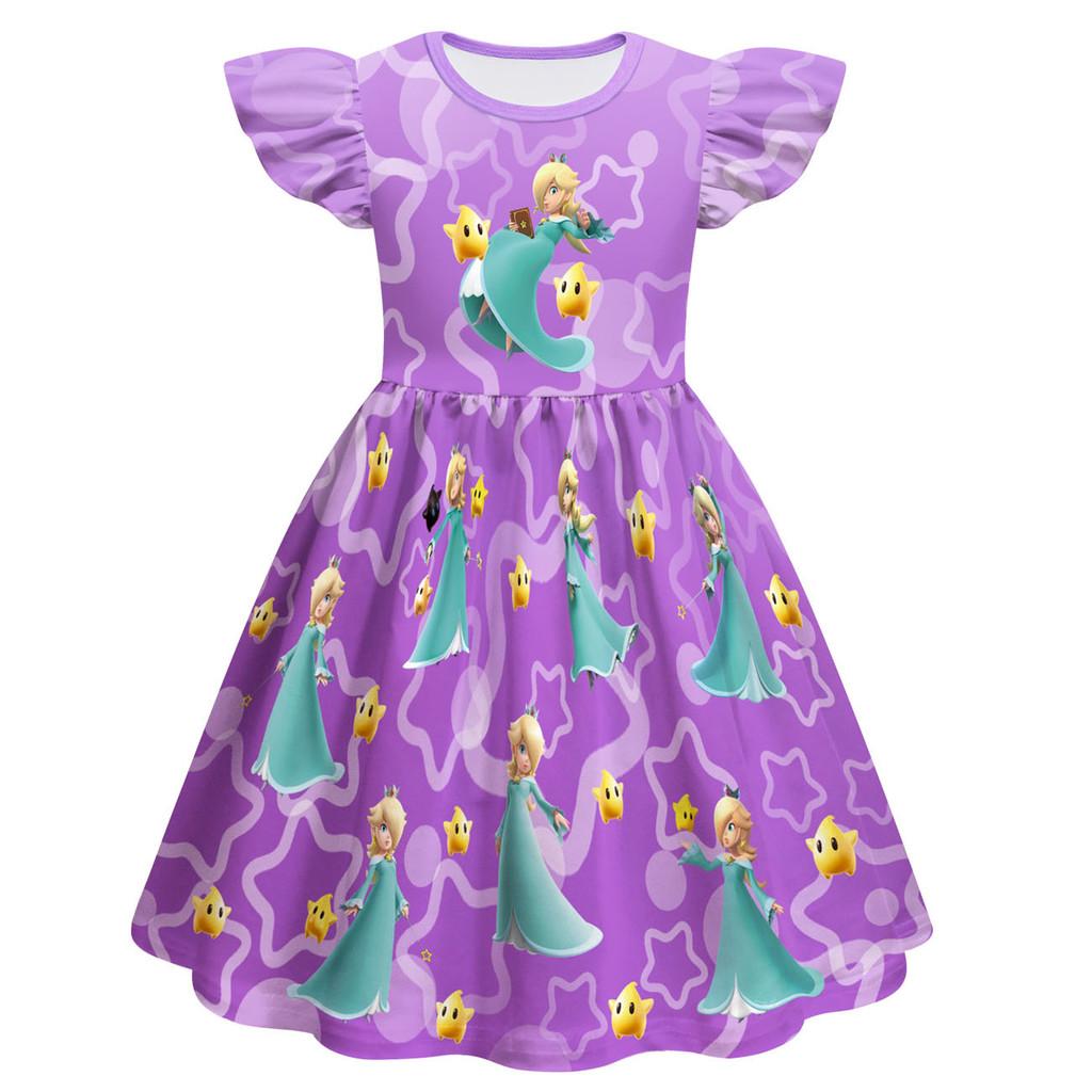 83118 Kids Girls Princess Rosalina Print Short Sleeves Dress 100cm фиолетовый