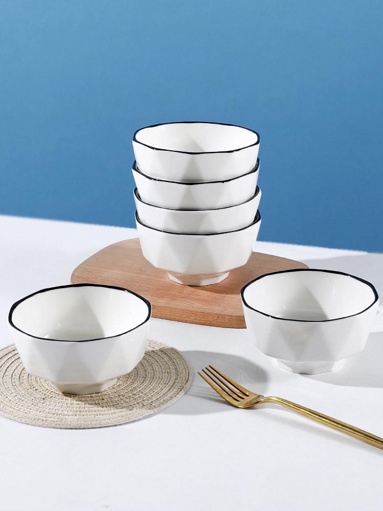 10-Piece Nordic Style Ceramic Bowl Set for Home - Rice, Soup, and Fruit Bowls