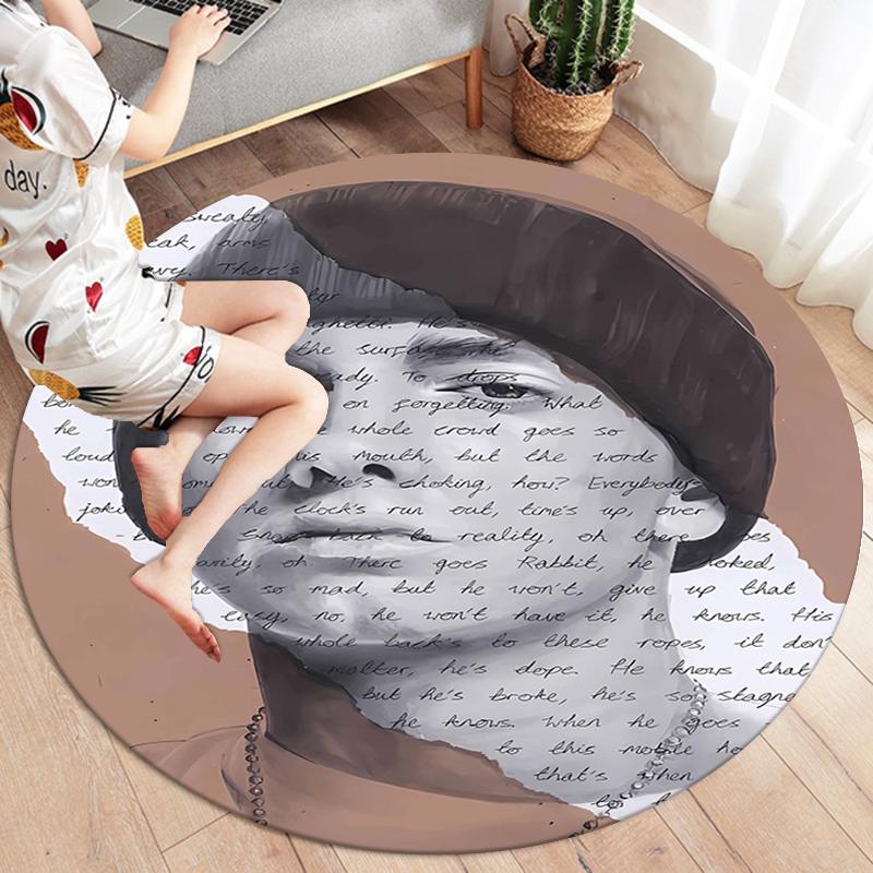Eminem Round Area Rug,Carpet Rug for Living Room Bedroom Sofa Playroom Decor,Non-slip Floor Mat