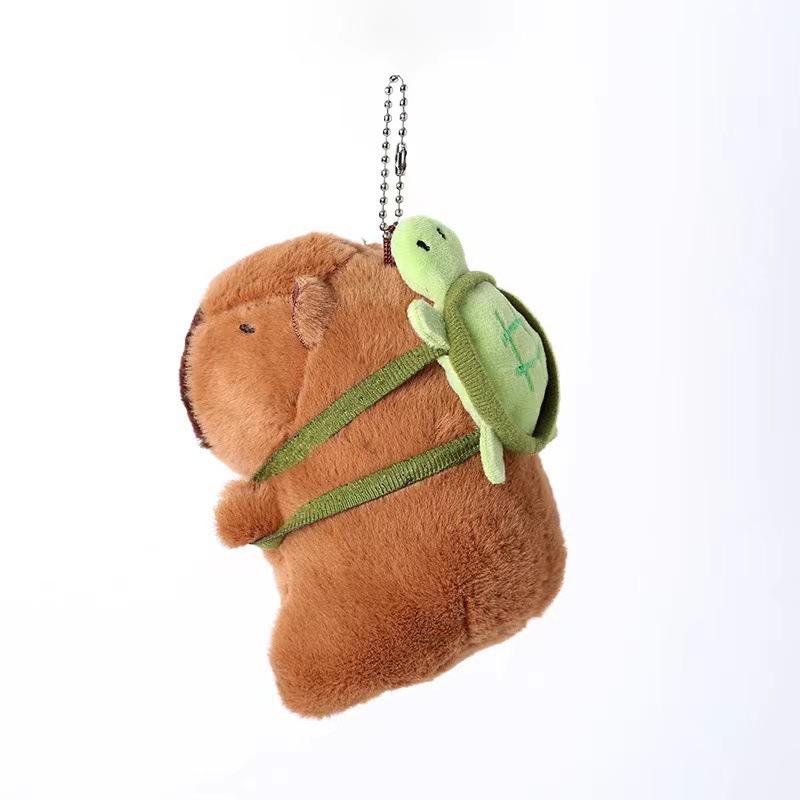 Roztomilá plyšová hračka kapybara plyšová zvířátka kapybara s želvím batohem kapibala měkká panenka dětské hračky narozeninový vánoční dárek