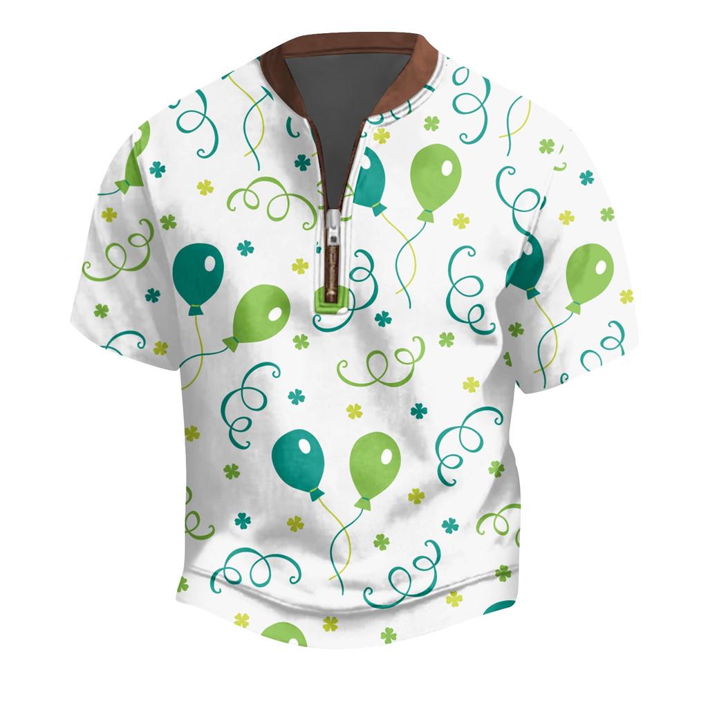 Pánské ležérní tričko s polovičním zipem, krátký rukáv