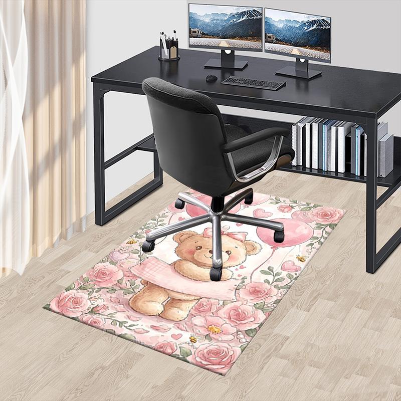 1PC Teddy Bear Pink Non-Slip Floor Carpet, Office, Family, Bedroom, Studio - Large Area Rug, Vibrant Colors-C0491