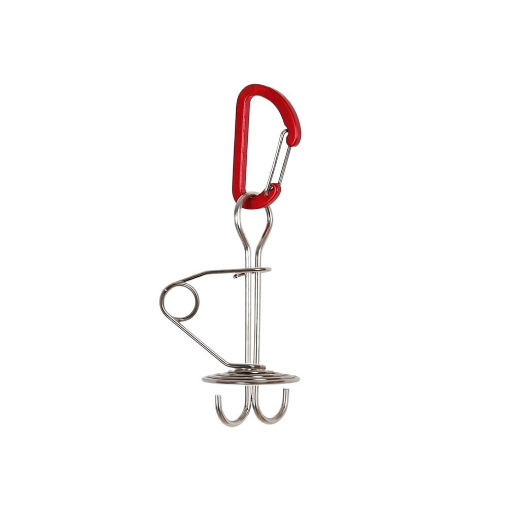 Fishing Tent Stake Spiral Hook with Carabiner Clip Durable Metal Octopus Clamp for Outdoor Camping and Tent Securing