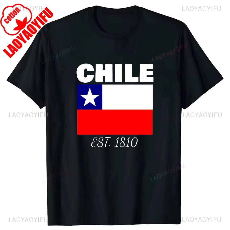 Chile Flagge Stolzer Chilene Aufdruck T-Shirt Herren Damen Baumwolle Humor Streetwear T-Shirt Kurze Ärmel Unisex Locker Kleidung Herren