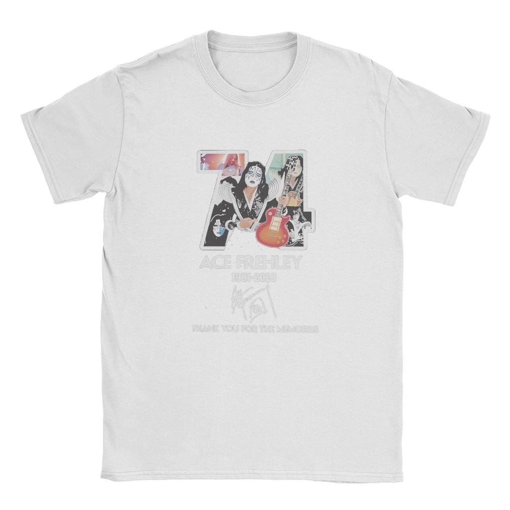 Men Ace Frehley Spaceman Kiss Band  T Shirt  Pure Cotton Tops Vintage Short Sleeve Crewneck Tee Shirt Birthday Gift T-Shirt