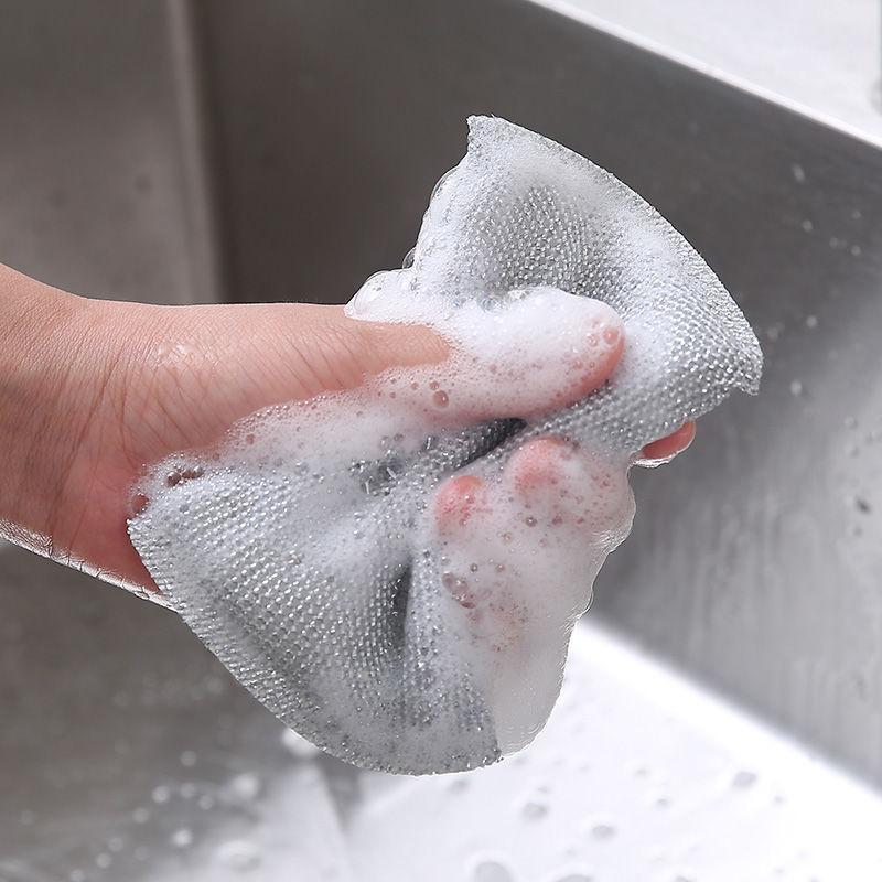 1 PCS Steel Wire Dishwashing Sponge Double Sided Cleaning Sponge Non-stick Oil Kitchen Dishcloth Reusable Home Cleaning Tool