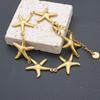 2025 New Gold Color Stainless Steel Starfish Bracelet for Women - Cute Adjustable Jewelry Hypoallergenic Gift for Girls
