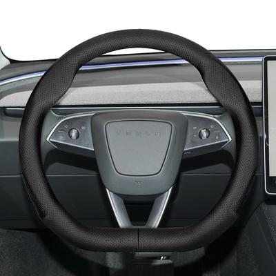 Geeignet für Ultra-Dünne Atmungsaktive Lederlenkradabdeckung Geeignet für Model 3 Y X S 2024