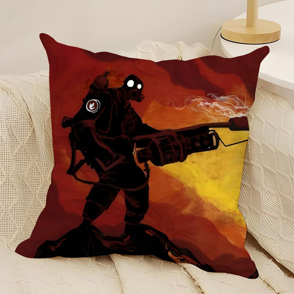 Tf2 Team Happy Game T-Team Fortress 2 Kissenbezug Natürliche Leinen Doppelseitiger Druck Sofa Heimdekoration Kissenhülle