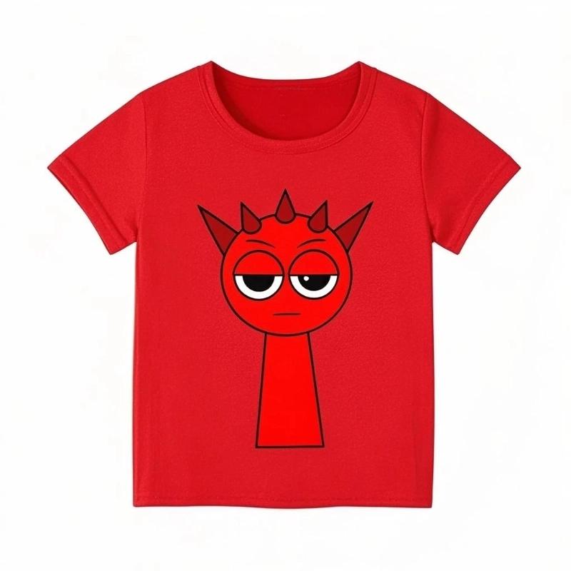 

Sprunki Бавовна Короткий Рукав Одяг Діти Сонце Грати Футболка Incredibox Дівчатка Короткий Рукав Хлопчики Аніме Милий Повсякденний Одяг 130cm червоний
