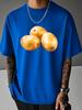 Unisex Summer White Short Sleeve Tee Realistic Three Potatoes Vegetable Graphic Crew Neck Loose Casual Male Daily Street Tops