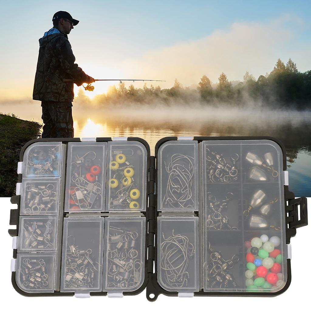 160 stücke Angeln Zubehör Kit Jig Haken Swivel Perle mit Tackle Box Kit